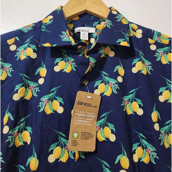 Bar III Other - Bar III Mens 15-15.5 Slim Fit Stretch Long Sleeve Casual Button-Up Lemon AOP NWT